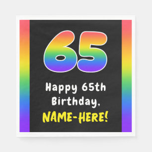 Servilleta De Papel 65º cumpleaños: Espectro arcoiris # 65, nombre per