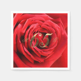 Servilleta De Papel 65° Aniversario Boda Roses Rojos Corazón elegante
