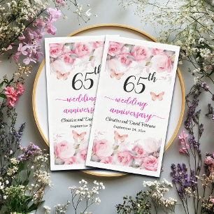 Servilleta De Papel 65° Aniversario del Boda Rosas elegantes de Rubor