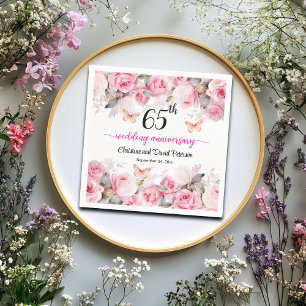 Servilleta De Papel 65° Aniversario del Boda Rosas elegantes de Rubor
