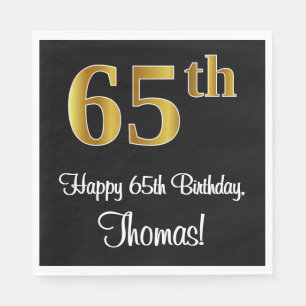 Servilleta De Papel 65 cumpleaños ~ Elegante lujoso Faux Gold Look #