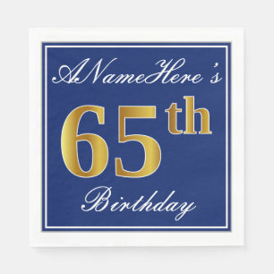 Servilleta De Papel 65.o cumpleaños elegante del oro azul, falso;