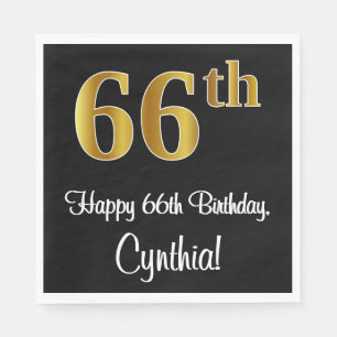 Servilleta De Papel 66º cumpleaños ~ Elegante lujoso Faux Gold Look #