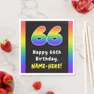 Servilleta De Papel 66º cumpleaños: Espectro arcoiris # 66, nombre per
