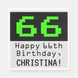 Servilleta De Papel 66º cumpleaños - Nerdy / Geeky Style "66" y nombre