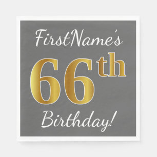 Servilleta De Papel 66.o cumpleaños del oro gris, falso + Nombre de