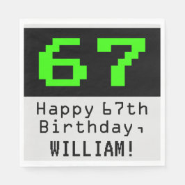 Servilleta De Papel 67º cumpleaños - Nerdy / Geeky Style "67" y nombre