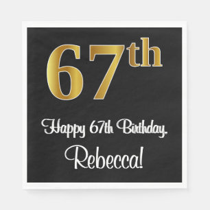 Servilleta De Papel 67 Aniversario ~ Elegante Lujoso Faux Gold Look #
