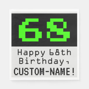 Servilleta De Papel 68º cumpleaños - Nerdy / Geeky Style "68" y nombre