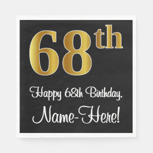 Servilleta De Papel 68 Aniversario ~ Elegante Lujoso Faux Gold Look #