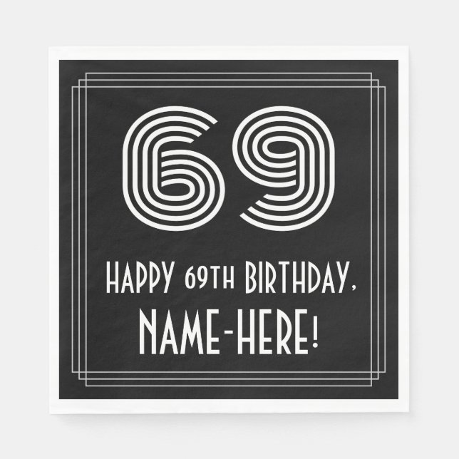 Servilleta De Papel 69º cumpleaños: Aspecto inspirado en el Art Deco " (Anverso)