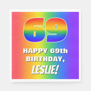Servilleta De Papel 69º cumpleaños: Colorido, divertido patrón arcoiri