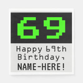 Servilleta De Papel 69º cumpleaños - Nerdy / Geeky Style "69" y nombre