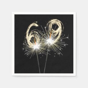 Servilleta De Papel 69.º desparlante de la fiesta de cumpleaños en neg