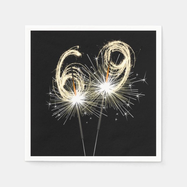 Servilleta De Papel 69.º desparlante de la fiesta de cumpleaños en neg (Anverso)