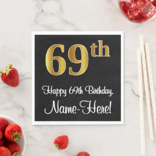 Servilleta De Papel 69 cumpleaños ~ Elegante lujoso Faux Gold Look #