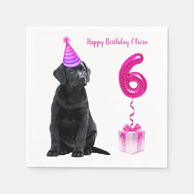 Servilleta De Papel 6.º tema de los cachorros de cumpleaños - Cute Per (Anverso)