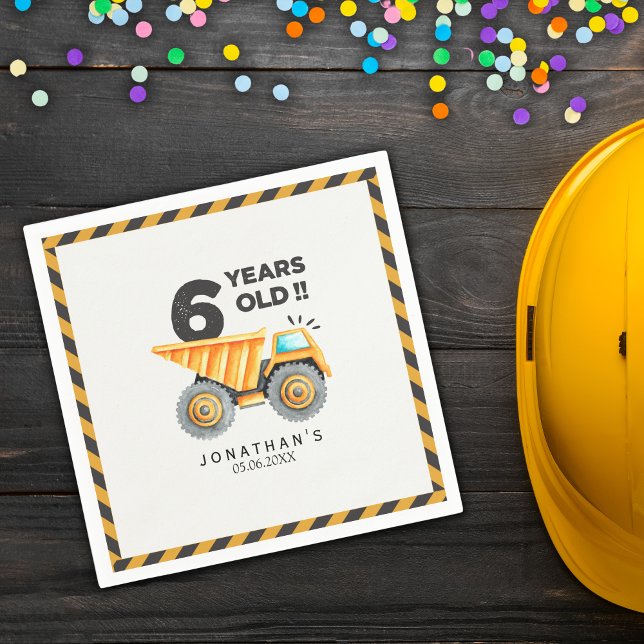 Servilleta De Papel 6th birthday boy construction truck (Subido por el creador)