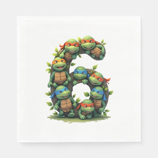 Servilleta De Papel 6th Birthday Sea Turtle Tortoise Theme Party 6 Yea (Anverso)