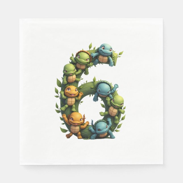 Servilleta De Papel 6th Birthday Sea Turtle Tortoise Theme Party 6 Yea (Anverso)