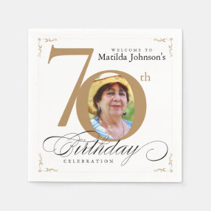 Servilleta De Papel 70.ª caligrafía de cumpleaños elegante foto de 