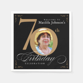 Servilleta De Papel 70.ª caligrafía de cumpleaños elegante foto de oro