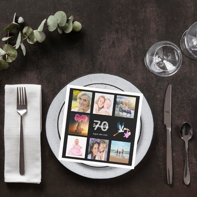 Servilleta De Papel 70.ª fiesta de cumpleaños nombre de collage de fot (Subido por el creador)