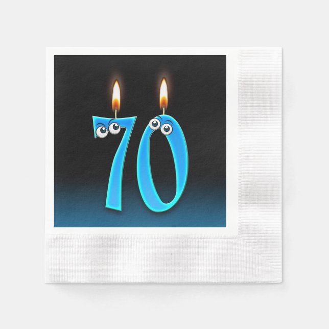 Servilleta De Papel 70.ª vela de cumpleaños con ojos (Anverso)
