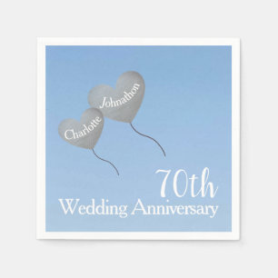 Servilleta De Papel 70.º aniversario del boda de platino con globos