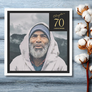 Servilleta De Papel 70.º cumpleaños Oro Negro Capítulo 70 Foto