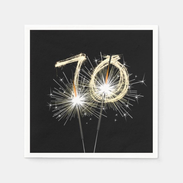Servilleta De Papel 70.º desparlante de fiesta de cumpleaños sobre neg (Anverso)