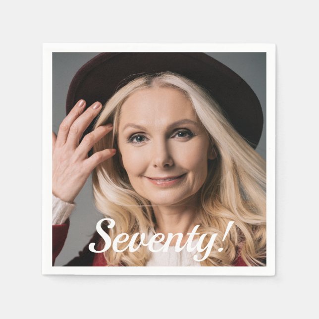 Servilleta De Papel 70.º guión de foto de cumpleaños (Anverso)