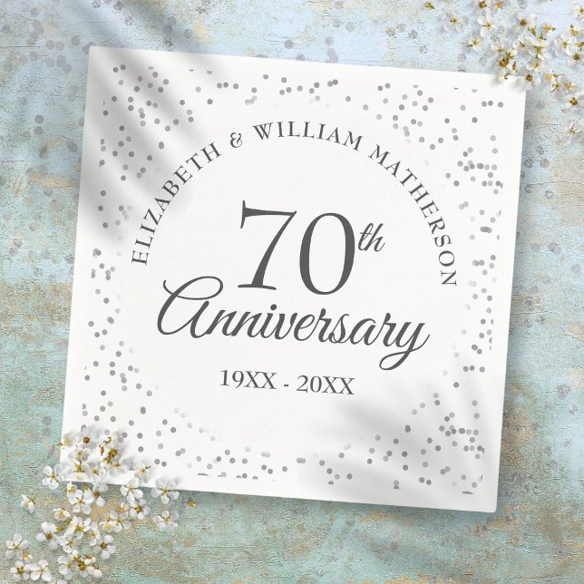 Servilleta De Papel 70 Aniversario de Bodas de Platino (70th Platinum Wedding Anniversary Napkins)