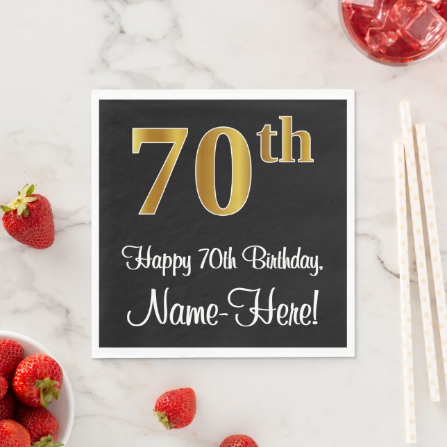 Servilleta De Papel 70 Aniversario ~ Elegante Lujoso Faux Gold Look # (In situ)