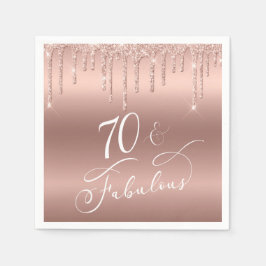 Servilleta De Papel 70 Fabuloso Rosa Purpurina de Oro 70 cumpleaños