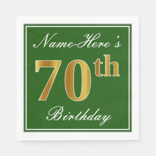 Servilleta De Papel 70.o cumpleaños elegante del oro verde, falso +