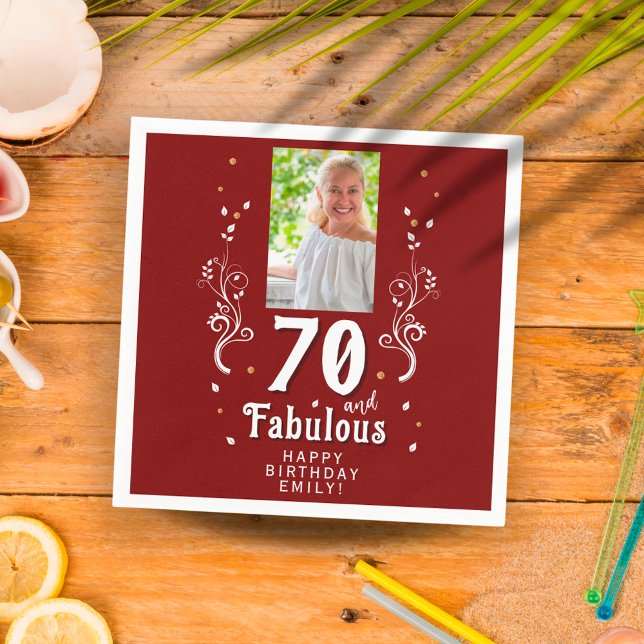 Servilleta De Papel 70 y fabulosa foto de cumpleaños 70 en rojo (Subido por el creador)
