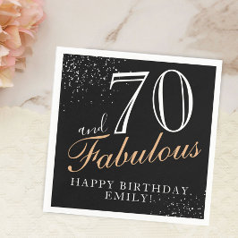 Servilleta De Papel 70 y Fabulous Elegant Black Script 70 cumpleaños