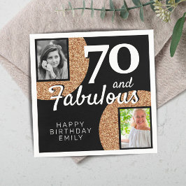 Servilleta De Papel 70 y Fabulous Gold Purpurina 2 Photo 70th Birthday