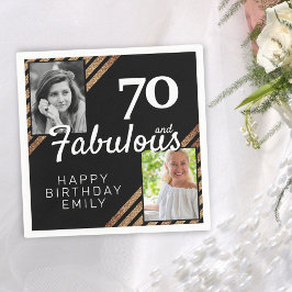 Servilleta De Papel 70 y Fabulous Gold Purpurina 2 Photo 70th Birthday