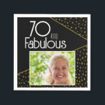 Servilleta De Papel 70 y Fabulous Gold Purpurina Photo 70th Birthday<br><div class="desc">70 y Fabulous Gold Purpurina Photo 70th Birthday Napkins. Diseño moderno con tipografía de moda y falsos puntos purpurinas de oro. Haz tus propias toallas de papel de cumpleaños 70 para ella.</div>