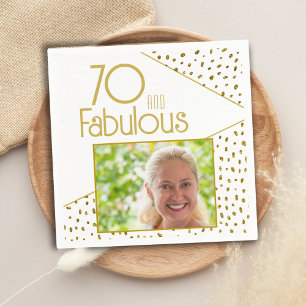 Servilleta De Papel 70 y Fabulous Gold Purpurina Photo 70th Birthday