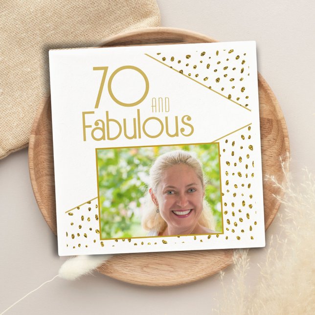 Servilleta De Papel 70 y Fabulous Gold Purpurina Photo 70th Birthday (Subido por el creador)