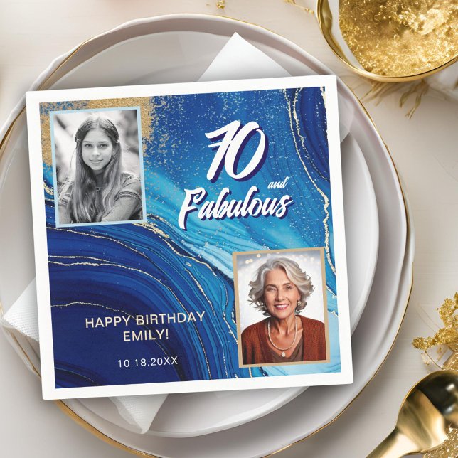 Servilleta De Papel 70 y Fabulous Marble Purpurina 2 Photo Birthday (Subido por el creador)