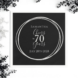 Servilleta De Papel 70th Birthday Black Silver Cheers 70 Years Party