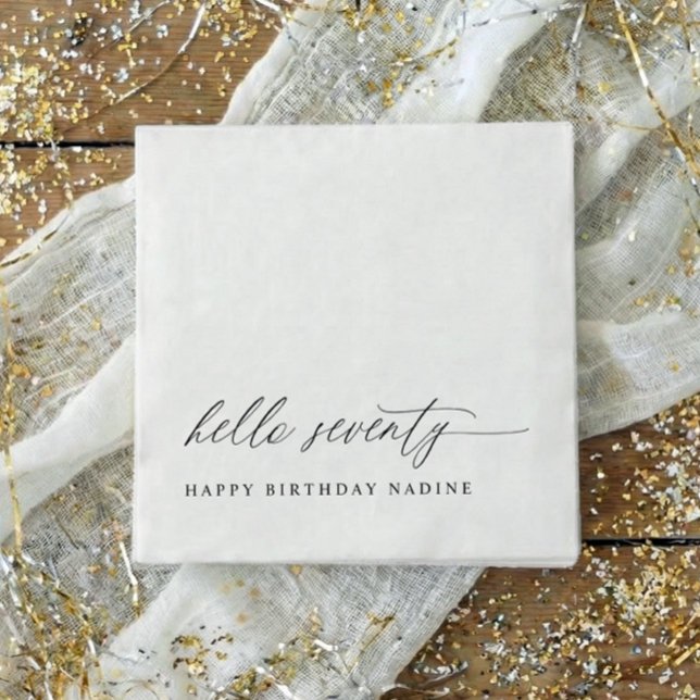 Servilleta De Papel 70th Birthday Party Hello 70 Modern Milestone (70th birthday party napkins - elegant, modern party napkins.)