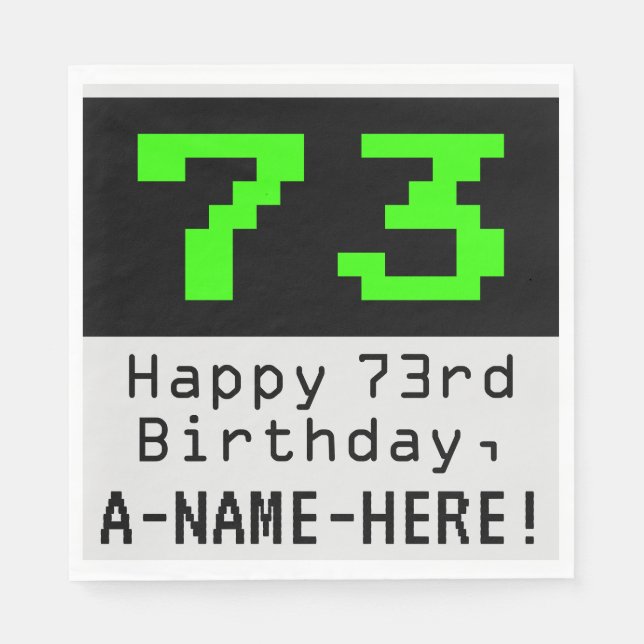 Servilleta De Papel 73 Aniversario - Nerdy / Geeky Style "73" y nombre (Anverso)