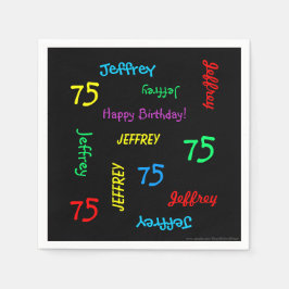 Servilleta De Papel 75.ª Fiesta de Cumpleaños Repitiendo Nombres Papel