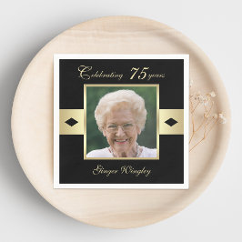 Servilleta De Papel 75.ª foto de fiesta de cumpleaños en papel negro