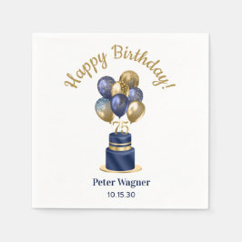 Servilleta De Papel 75.ª tarta de globo azul de la marina de cumpleaño